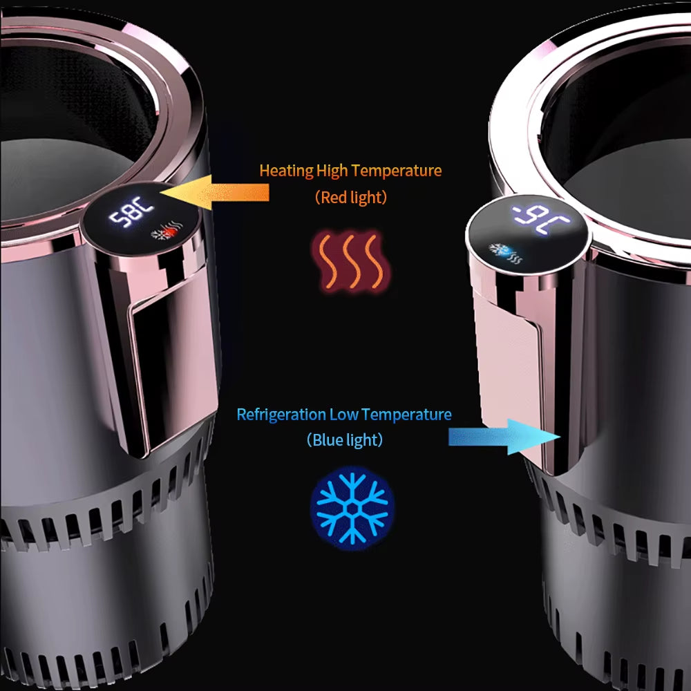 1Pc 12V Car Cup Warmer Cooler with Temperature Display for Drink Beverage Baby Milk Bottle Smart Car Cup Holder Cooler Warmer.