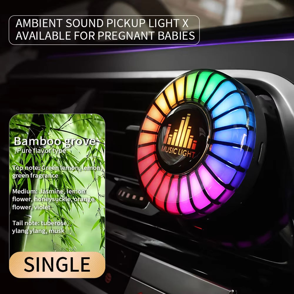 Car Smart APP Control RGB Music Rhythm Lamp Air Freshener LED Strip Sound Control Voice Pick up Atmosphere Light Air Vent Clip.