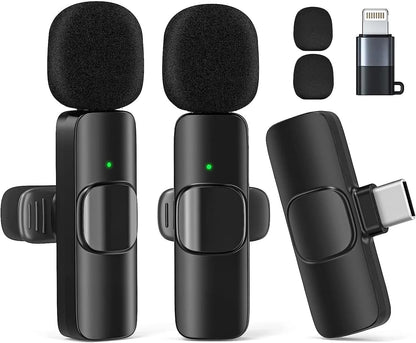 Wireless Lavalier Microphone for Iphone/Android/Ipad/Laptop, Mini Microphone, Microphone for Type-C Phone, Wireless Microphones, Microphone for Video Recording, Youtube, Vlog, Tiktok, Interview.