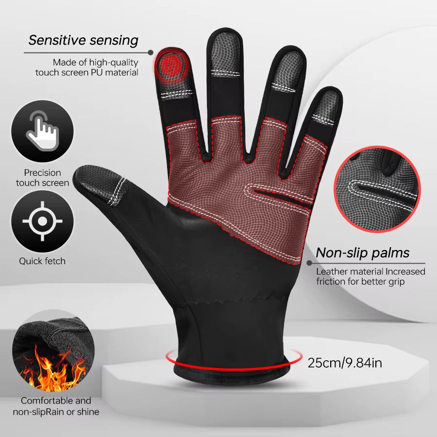 USB Heated Gloves Winter Waterproof Touch Screen Ski Gloves Rechargeable Heated Snowboard Motorcycle Bicycle Warm Gloves.