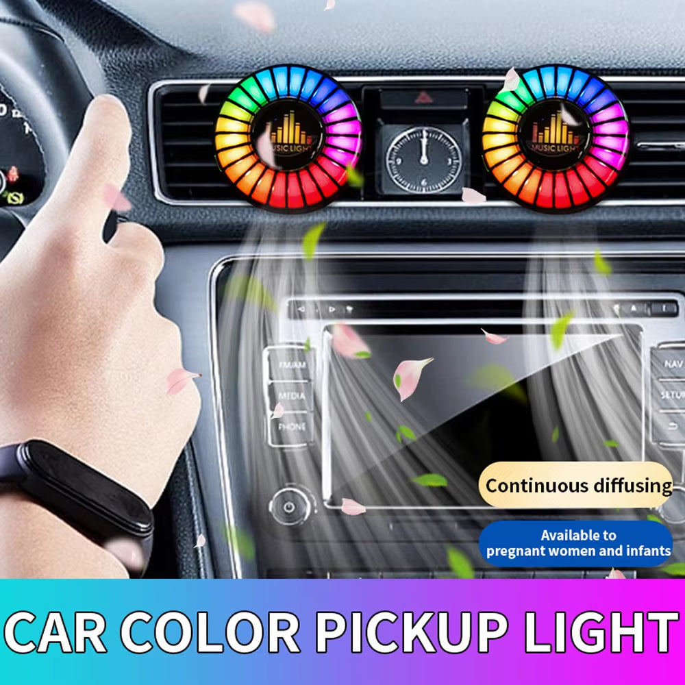 Car Smart APP Control RGB Music Rhythm Lamp Air Freshener LED Strip Sound Control Voice Pick up Atmosphere Light Air Vent Clip.